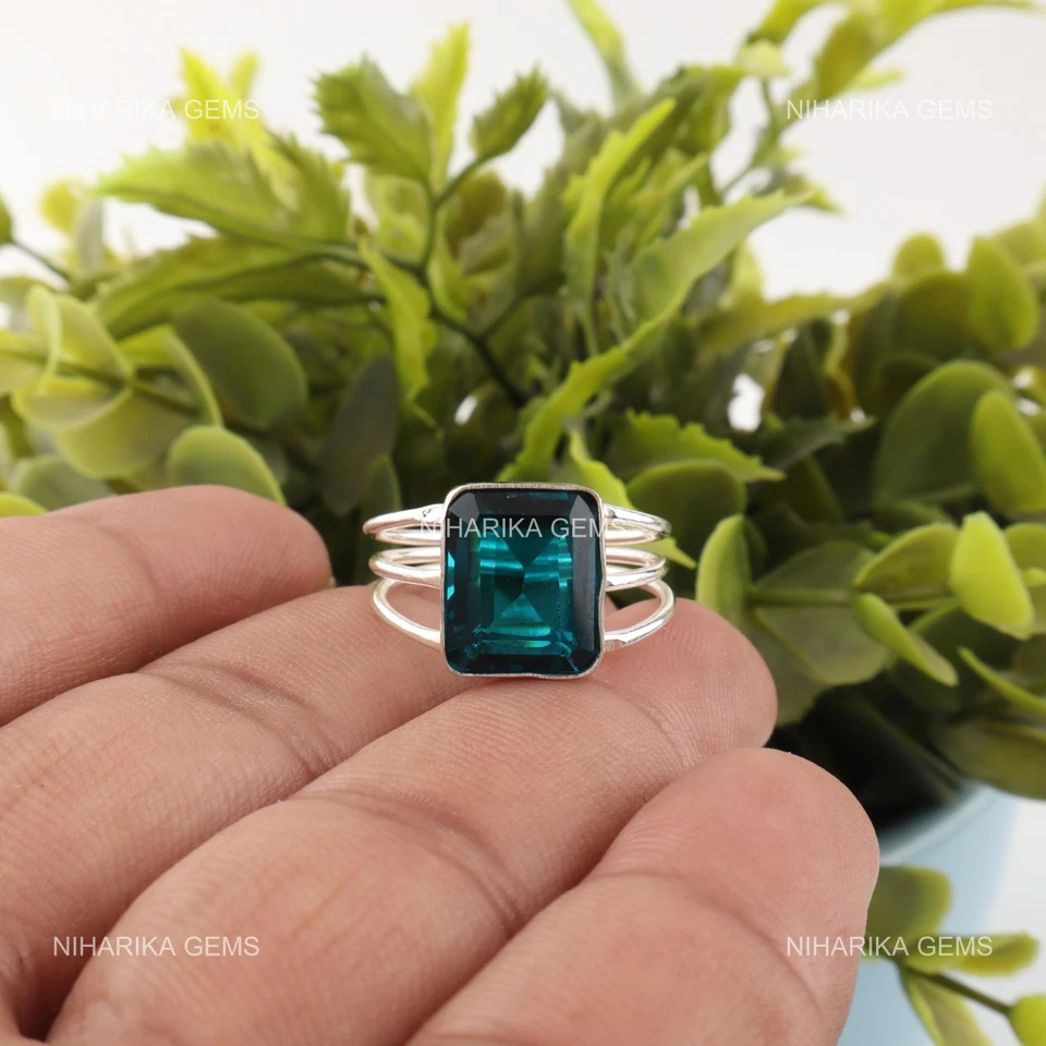 925 Argento Sterling Apatite Pietra Etnico Solitario Anniversario Anello Jewelry - Immagine 3 di 4