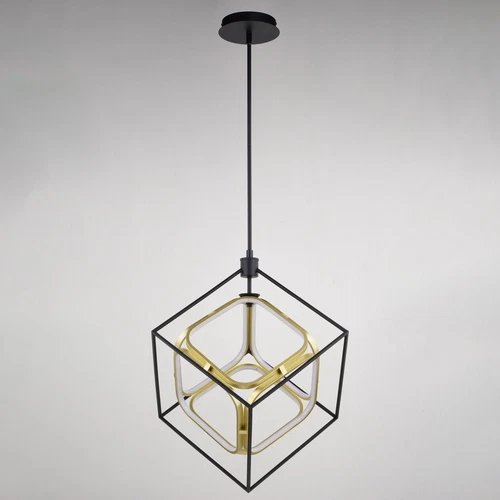 Anson 23.5-in. W LED Pendant Matte Black and Gold - Picture 4 of 6