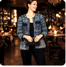 Zara Embellished Embroidered Beaded Jacket Women Medium Blue Boho Ethnic Tassels
