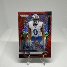 Panini Prizm 2024 Byron Young #170 Red Shimmer Autograph 13/35 Los Angeles Rams