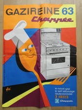 Affiche publicitaire ancienne 1963 par FORÉ Gazinière Chappée Gazireine vintage
