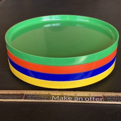 Lot Of 4 Heller Massimo Vignelli Colorful Melamine Plate Lot Retro Mod MCM 9.75 