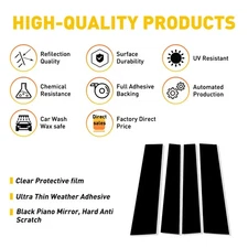 Black Pillar Posts Sticker Window Door Trim Cover Kit For 2007-21 Toyota Tundra