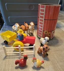 Vintage Fisher Price little people 12 pc Farm Lot: Silo Tractor Cow Horse Sheep