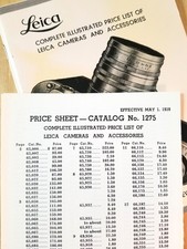 E. Leitz Leica Camera and Accessories Catalog and Price Sheet - Reprint of 1939