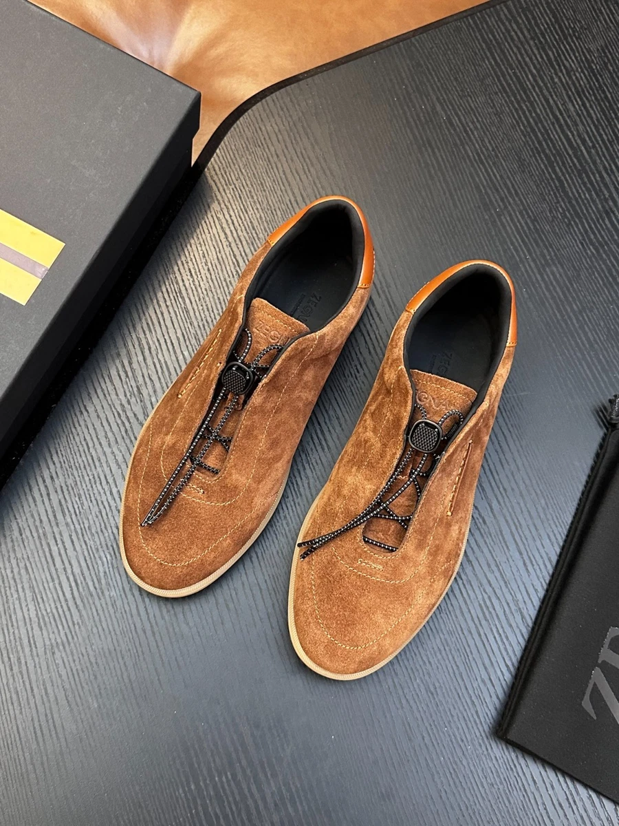 Brown Leather Upper Casual Ermenegildo Zegna Shoes for Men for
