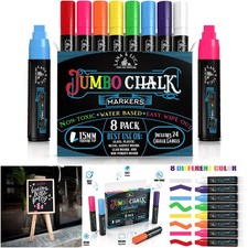 Jumbo Liquid Chalk Markers Square Tip Bold Color 15mm Chalkboard Marker 8 Pack