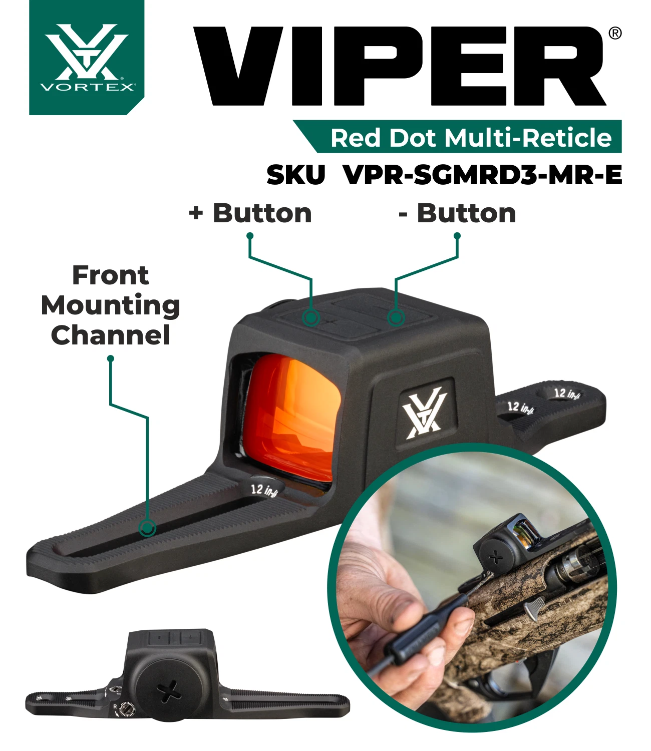 Vortex Optics Viper Enclosed Multi-Reticle Micro Red Dot w/Free