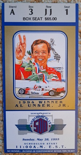 1995 Indianapolis Indy 500 Used Ticket - Jacques Villeneuve - Al Unser Jr.