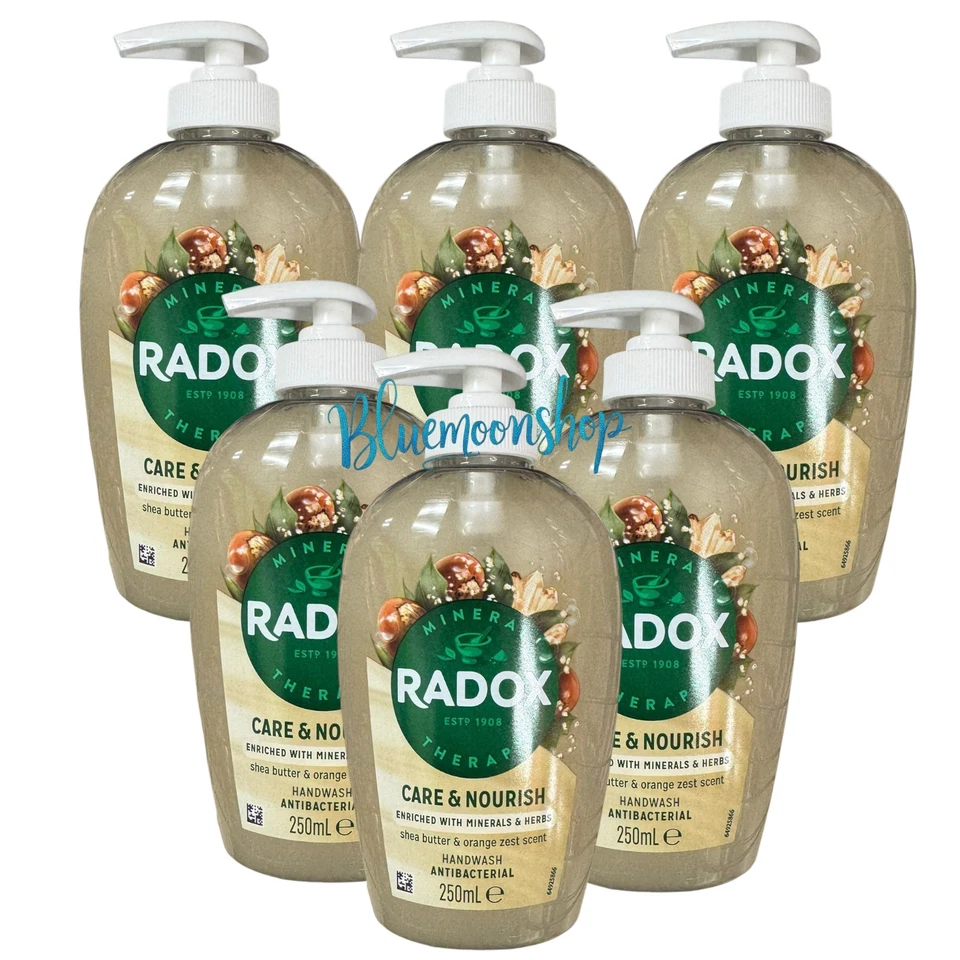 6 x 250ml Radox Shea Butter Hand Wash Care & Nourish Moisturising  Antibact - Image 2 of 2