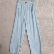 A New Day Womens High Rise Pleated Wide Leg Trousers Size 4 Light Blue  Read