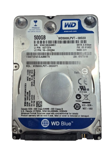 HDD WD 500GB 2.5” SATA Notebook WD5000LPVT Laptop Getestet OK 💾