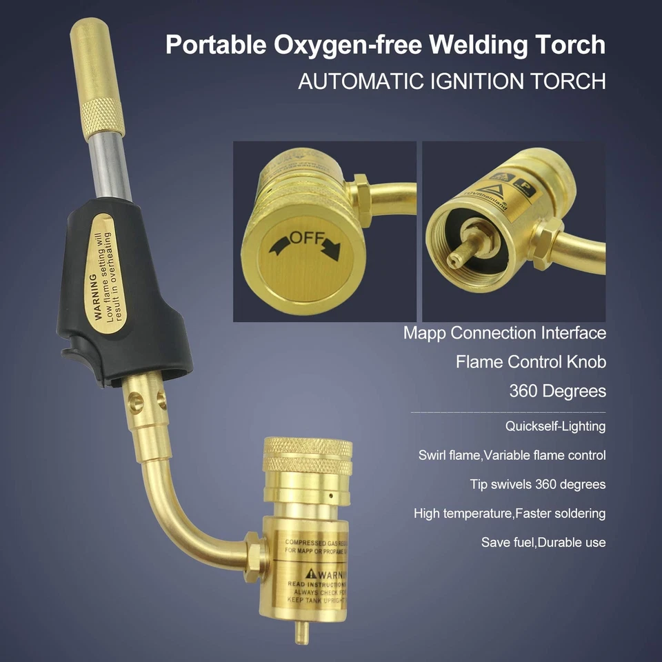 Gas Turbo Torch Tips with Adjustable Swirl Flame, Brazing Soldering Welding P... - Image 4 of 4