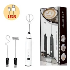 Electric Milk Frother Double Whisk Handheld Coffee Foam Mixer USB Rechargeable