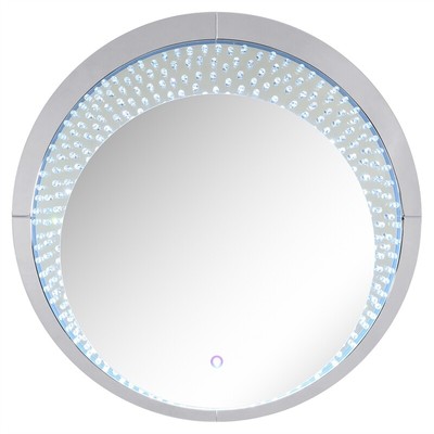 ACME Nysa Round Wall Decor with LED Light in Mirrored and Faux Crystals