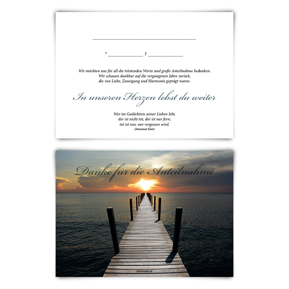 Trauerkarten Trauer Danksagungen 12 Stück Karten Lichtsteg Vorausgefüllt