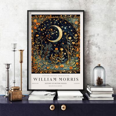 William Morris Druck, William Morris Ausstellung Poster Mond, Sterne (450c)