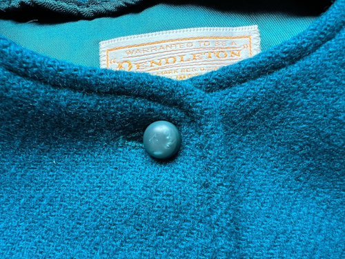 Pendleton Women's Teal Blue/Green Virgin Wool Cropped Blazer 1950s True Vintage - Picture 6 of 16