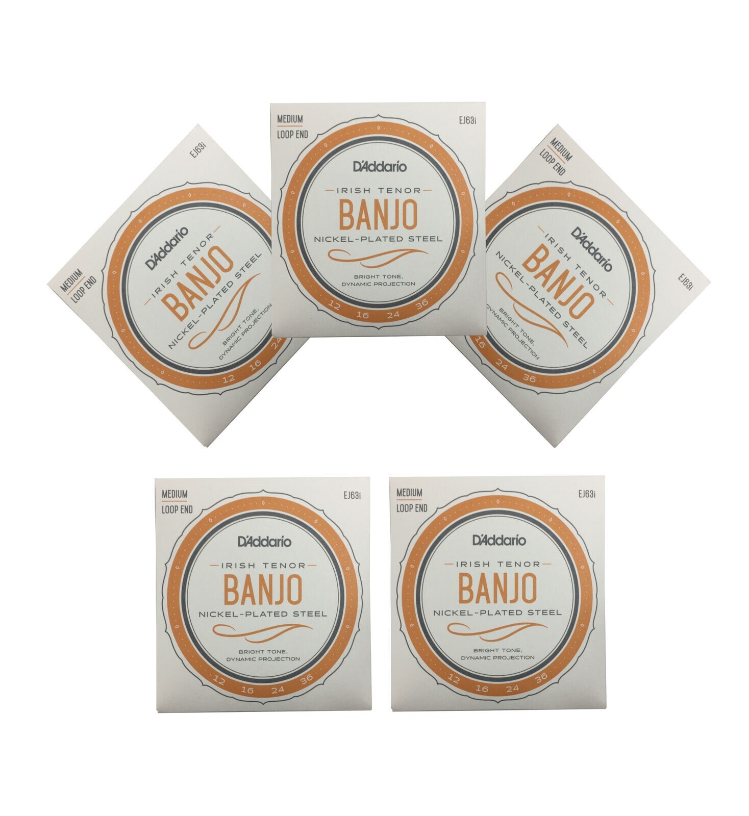 D'Addario Irish Tenor Banjo Strings 5 Sets EJ63i Medium Loop End