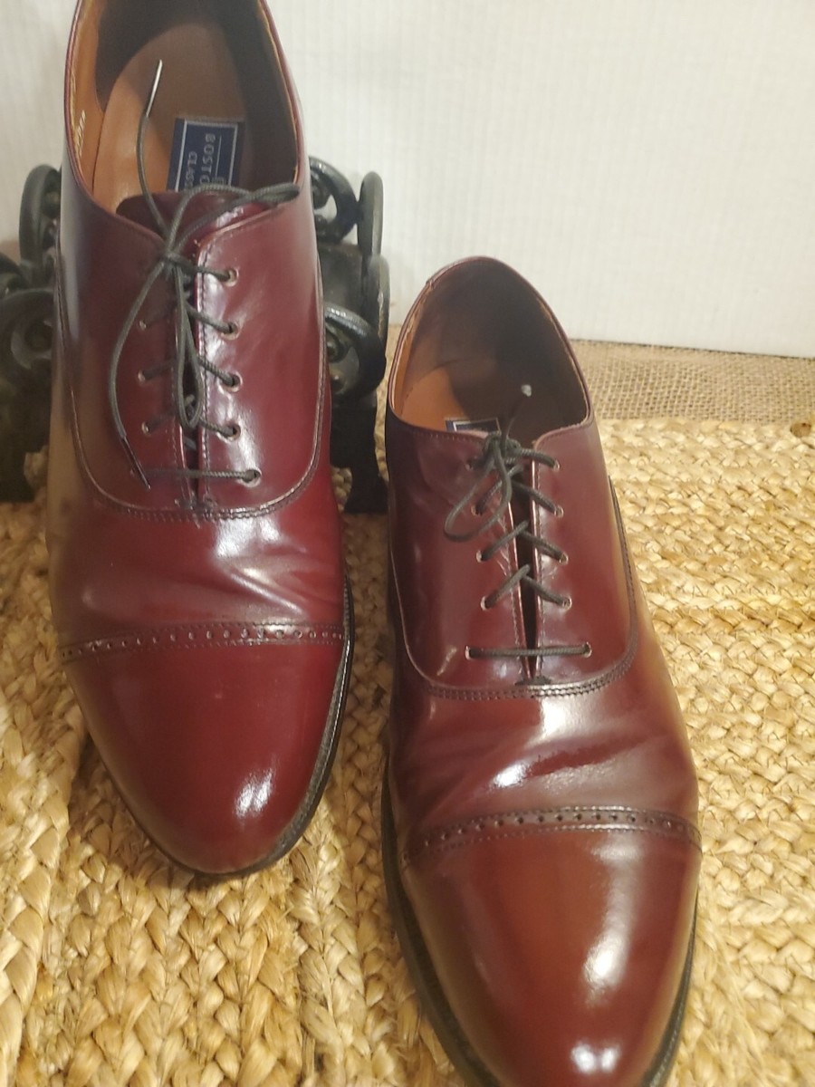 Bostonian Oxfords Burgundy Leather Cap Brogue Almond Toe  display picture 3