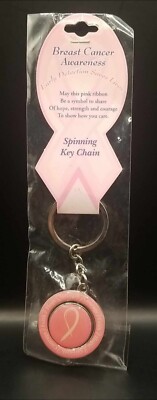 BREAST CANCER AWARENESS SPINNING KEY RING New in plastic bag PINK And ...