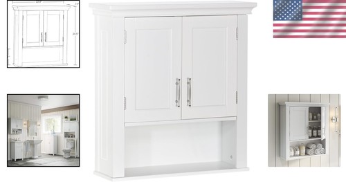 Stylish Wall-Mount Bathroom Cabinet with Magnetic Close Doors and Storage Space - Picture 2 of 11
