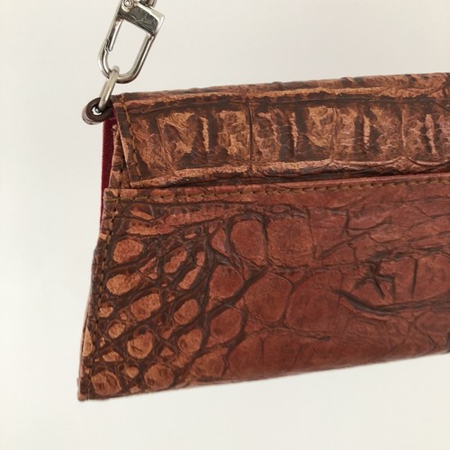 United Colors Of Benetton Handbag Red Brown Animal Print Clutch Shoulder Bag - Picture 21 of 23