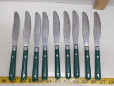 Washington Forge Stainless Steel Dinner Knives Set of 8 Green Handle Vintage