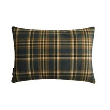 Blue Winter Plaid Lumbar Pillow Cover Velvet Holiday Pillowcase - Plaidflow Navy