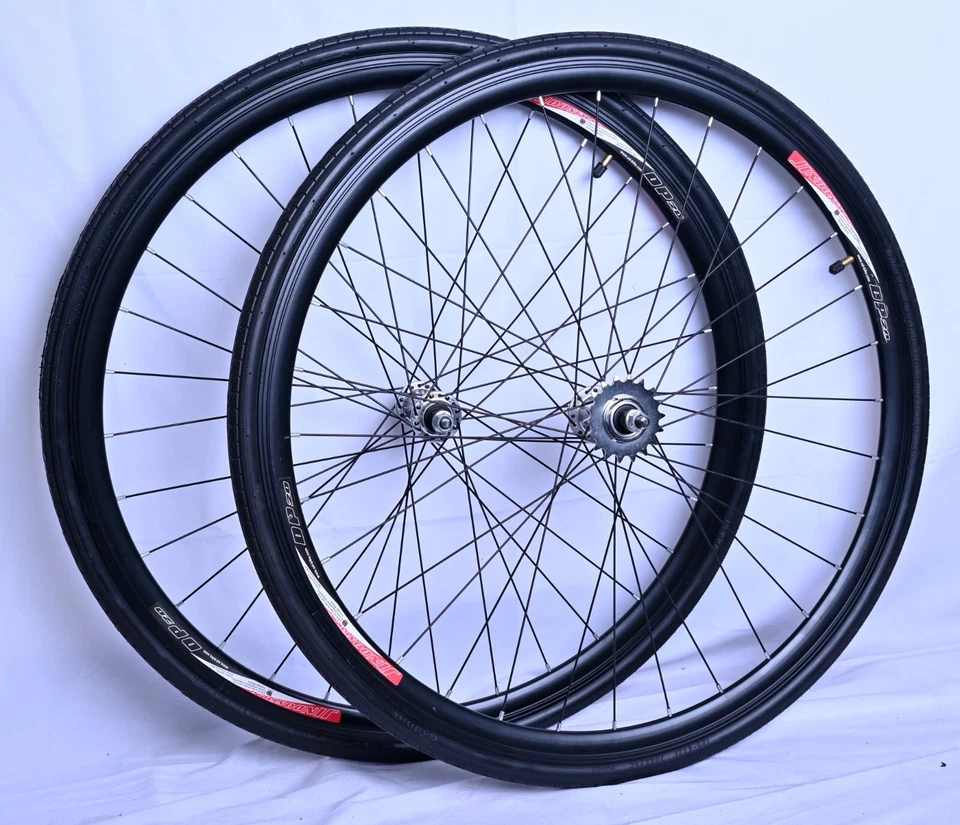 Rueda de bicicleta de engranaje fijo 700C rueda delantera trasera rueda libre con neumático Kenda Foto 3 de 4