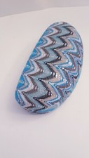 Sunglass Hard Clamshell Case blue Black, chevron glitter