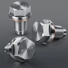 M12x1.5 Stainless Steel Magnetic Oil Drain Plug, Bolt+Washer NEW