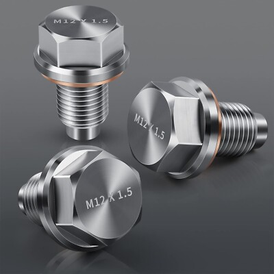 #ad #ad M12x1.5 Stainless Steel Magnetic Oil Drain Plug BoltWasher NEW $9.99