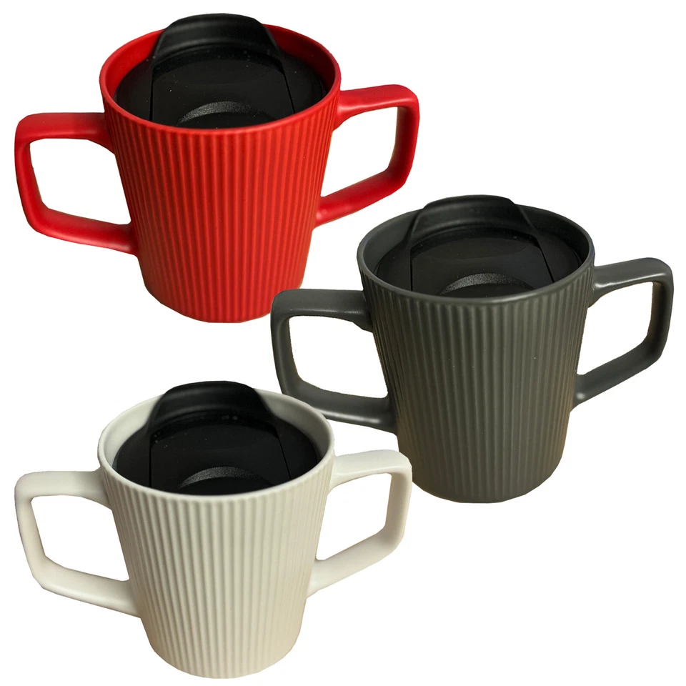 Boscul Two Handled Mug Sliding Lids For Tremors Disability Weaker Grip Arthritis