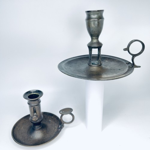 Antique Hand Candlesticks X 2 Classic Brass Chamber Candle Holder Chambersticks - Picture 3 of 23