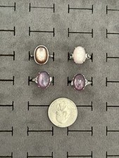 Natural Purple Mica Lepidolite ring adjustable Brass