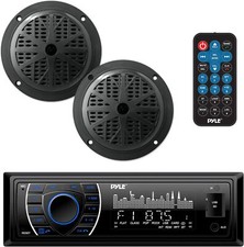 Pyle Marine Bluetooth Multimedia Player AM FM MP3 USB Aux  5.25" Speakers 