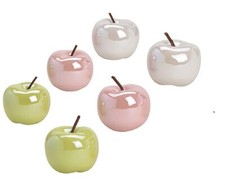 Dekoobjekt Keramikäpfel 9/10cm Deko Apfel grün/pink/weiß Tischdekor G. Wurm