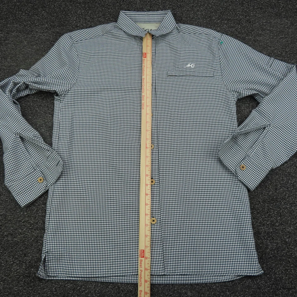 Camisa Mojo Adulto Pequeña Blanca y Negra A Cuadros Ventilada Con Botones Manga Larga Para Hombre Foto 4 de 4