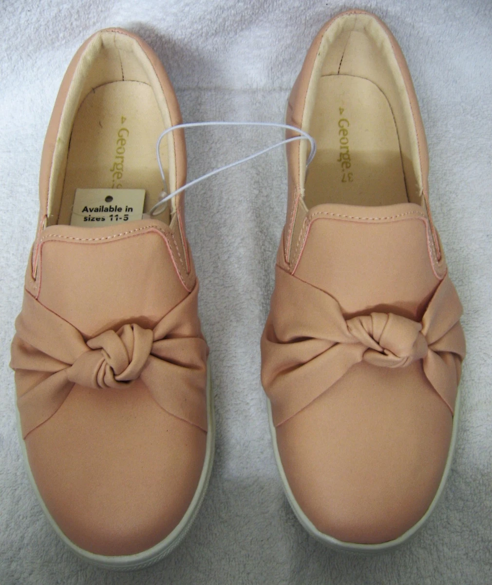 Pink Shoes with Bow Girls Flat Slip On George Asda Casual Holiday