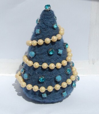 Handmade Felted Wool Christmas Teal Tree