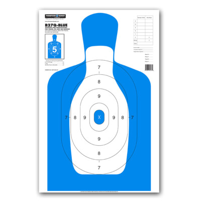 Thompson Target | B27Q-Blue Silhouette Qualification Shooting Targets - 25''x38''