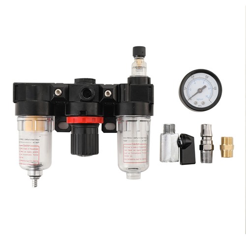 Filtro compressore aria 1/4" separatore acqua olio filtro trappola strumento e regolatore manometro - Foto 3 di 12