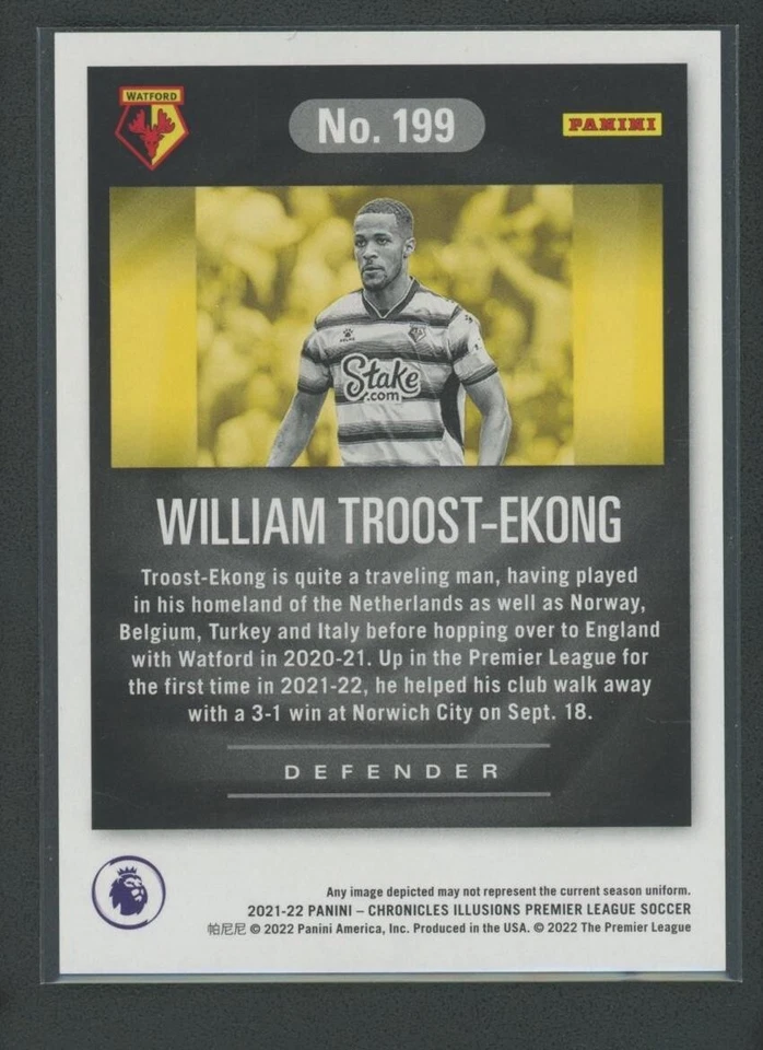 2021-22 William Troost Ekong 10/10 panini chronicles illusions premier league rc - Image 2 of 2