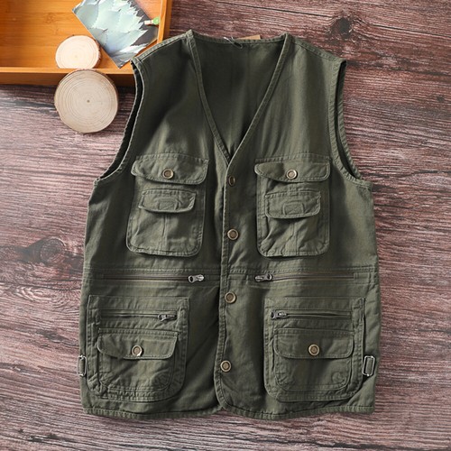 Men Utility Vest Jacket Waistcoat Hunting Fishing Gilet Top Multi-Pocket Casual - Picture 2 of 16