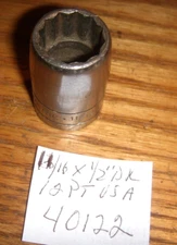 S-K WAYNE  11/16" X 1/2" DR # 40122  12 POINT CHROME USA