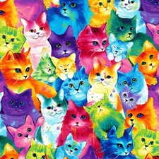 Feline Drive Fabric MEOW-ZA Multi Packed Cats - Fat Quarter 18"x22" FQ