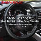 Genuine Leather DIY Car Steering Wheel Cover Anti-slip For MAZDA New 15" Black