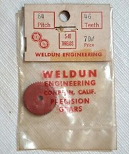 Vintage Weldun Engineering Slot Car 5-40 Threads Spur Gear 46 Tooth 64 Pitch NOS