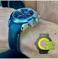 20mm BLACK Calfskin leather curved fitted Band Strap fits Rolex Daytona